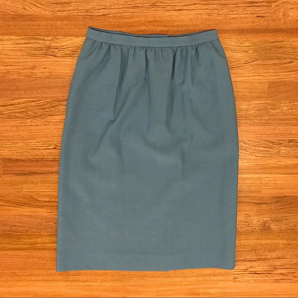 Gray blue vintage midi skirt